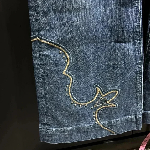 Rock&Roll Midrise denim/trouser,embroidered/studded,flare bell bottom jeans - Picture 3 of 13